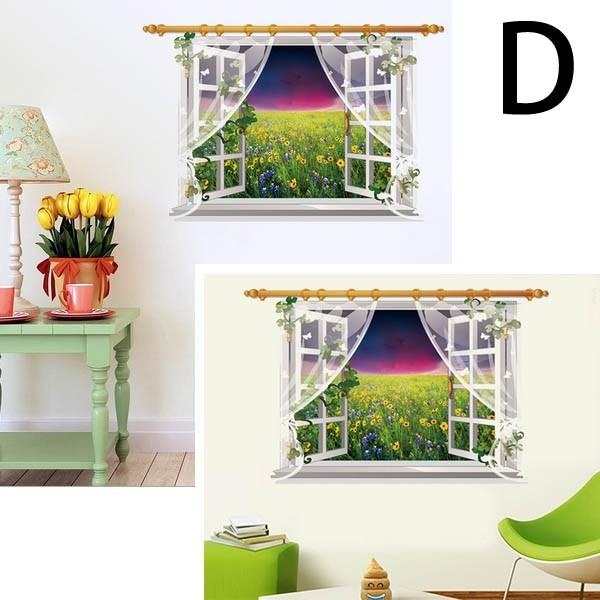 ウォールステッカー レースカーテンの窓 風景 窓枠 壁デコ 北欧風 DIY