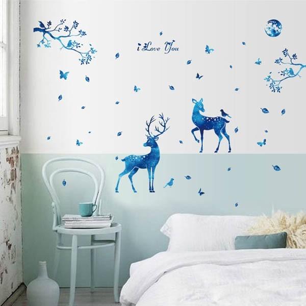 ウォールステッカー 幻想的な青 鹿 森 アート メルヘン インテリア 壁デコ 北欧風 Diy リビング Ws Sk9181 Peachyshop 通販 Yahoo ショッピング