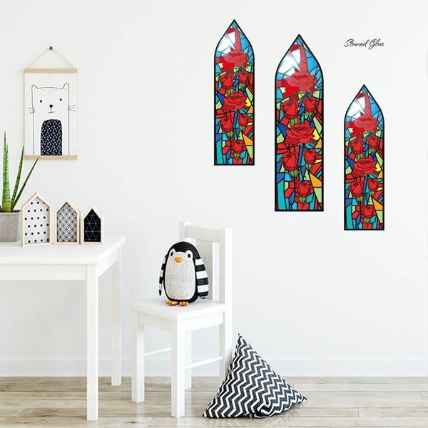 ウォールステッカー ステンドグラス 薔薇 バラ ローズ 壁デコ フォトフレーム付き 北欧風 Diy リビング 寝室 Ws Y1697 Peachyshop 通販 Yahoo ショッピング