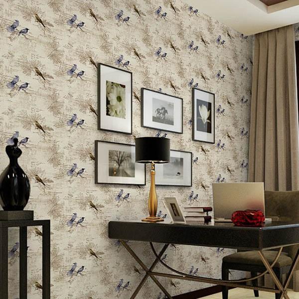 ウォールステッカー 壁紙 クロスシール レトロ 鳥 植物 ボタニカル