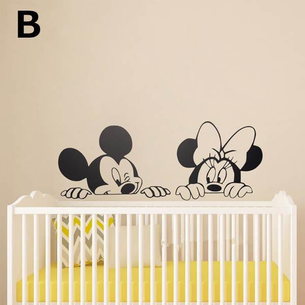 450円 贅沢品 カッティング 転写シール ウォールステッカー モノクロ 影絵風 ミッキー ミニー ディズニー インテリアシール 壁デコ Diy リビング