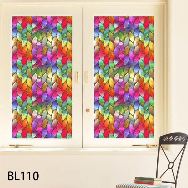 ガラスフィルム ステンドグラス柄 ボタニカル柄 カラフル 目隠し