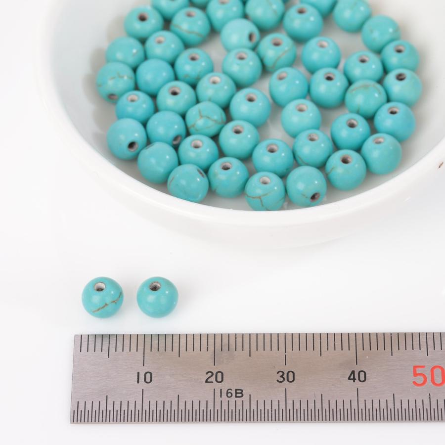ターコイズ 天然石 6mm 50個 両穴 (穴の直径約1.8mm) トルコ石 ストーン アクセサリー ハンドメイドパーツ 丸玉 ラウンド ブレスレット |  | 01