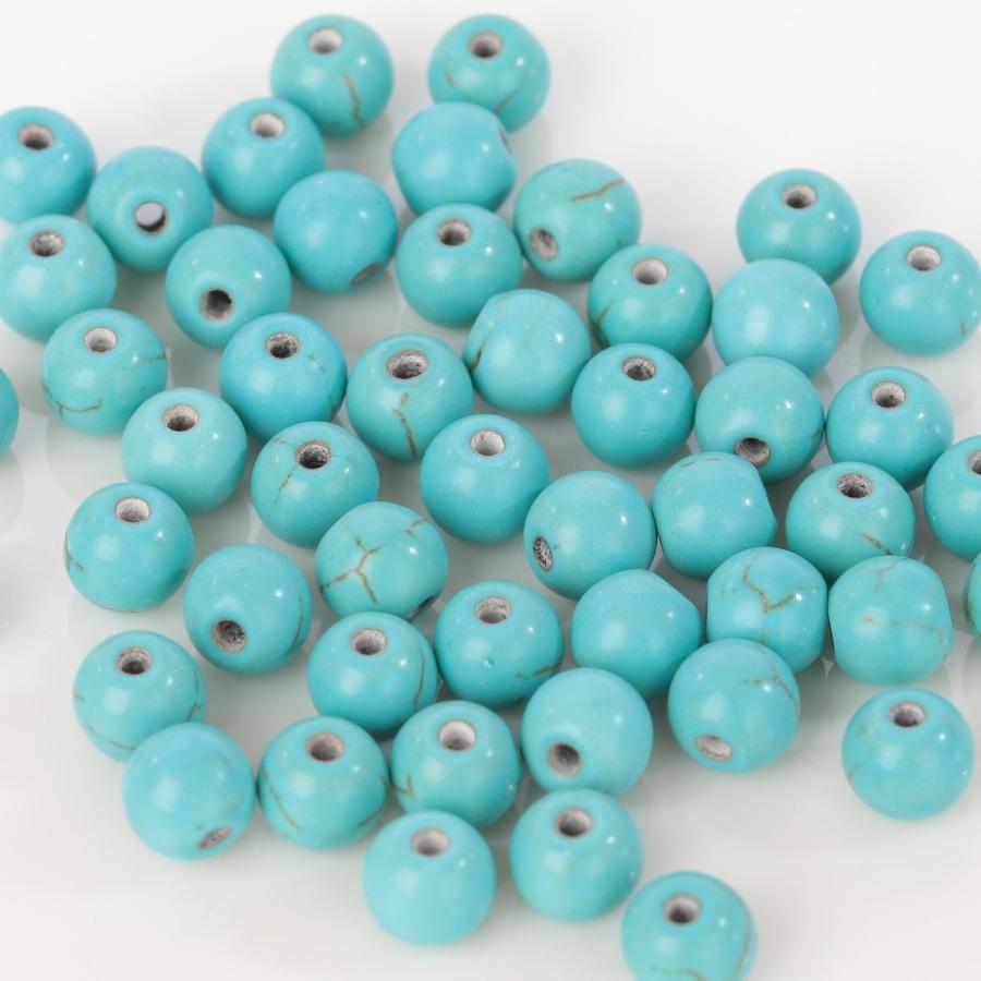 ターコイズ 天然石 6mm 50個 両穴 (穴の直径約1.8mm) トルコ石 ストーン アクセサリー ハンドメイドパーツ 丸玉 ラウンド ブレスレット |  | 04