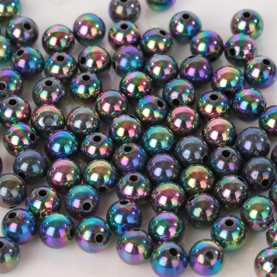 しゃぼん玉風ビーズ 8mm 100個 両穴 アクリルビーズ ABカラービーズ 黒 メタリック ブラック ビーズパーツ アクセサリー ピアスパーツ |  | 02