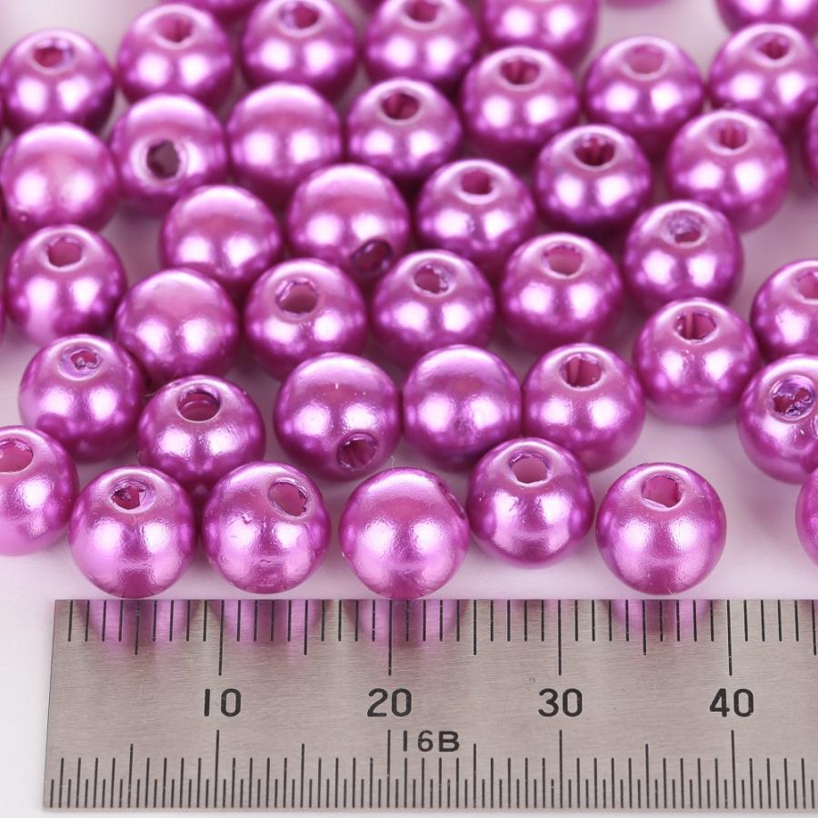 パールビーズ ビーズ 8mm 100粒 両穴 樹脂 紫 パープル アクセサリー 