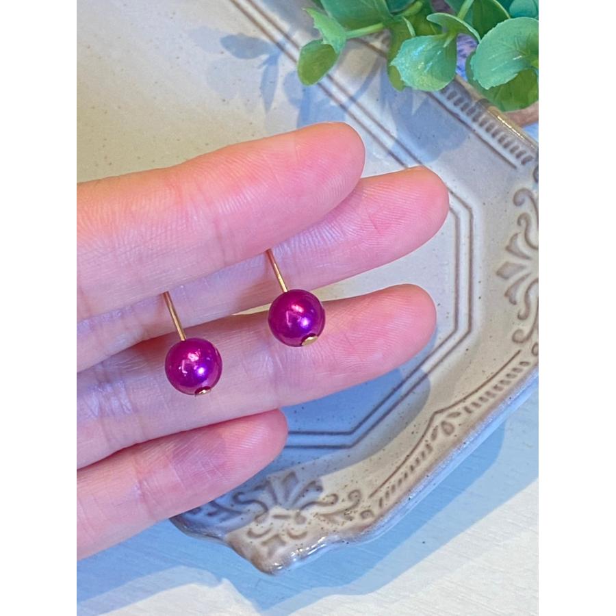 パールビーズ ビーズ 8mm 100粒 両穴 樹脂 紫 パープル アクセサリー 