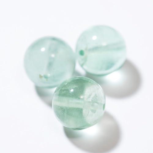グリーンフローライト 天然石ビーズ 10mm 3粒 両穴  蛍石 ほたるいし 天然の薄緑 パワーストーン アクセサリーパーツ ブレスレットパーツ 丸玉 ラウンド |  | 04