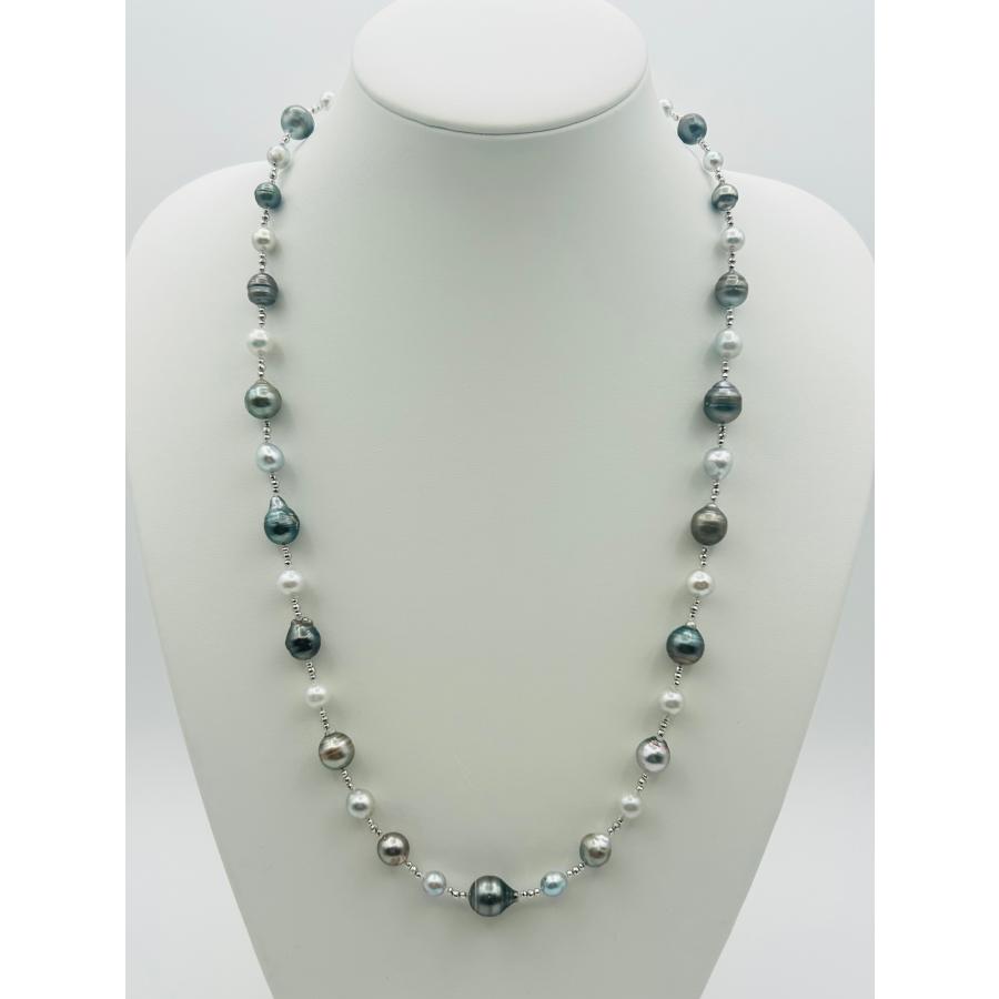 タヒチ黒蝶貝パール　ステーションネックレス 黒蝶 タヒチ アコヤ ナチュラル パール 真珠 ステーション ネックレス