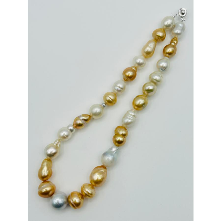 南洋 白蝶 パール バロック マルチカラー ネックレス 12.0~16.5mm 