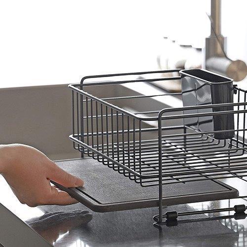 パール金属 食器 水切り かご バスケット ダークグレー 珪藻土トレー付 AZ-5508|pearlmetal|02