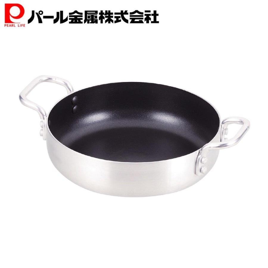 パール金属 コンパクト ふっ素加工ih対応ガラス蓋付すきやき鍋18cm