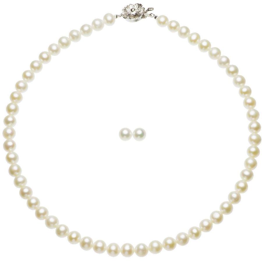パール ネックレスセット 高級 淡水真珠 フォーマルセット 約7.0-7.5mm シルバー SV 結婚式 冠婚葬祭_3