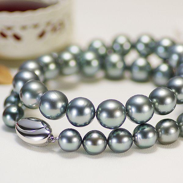 真珠 フォーマル ネックレス タヒチ黒蝶真珠 パール 約9.0-11.5