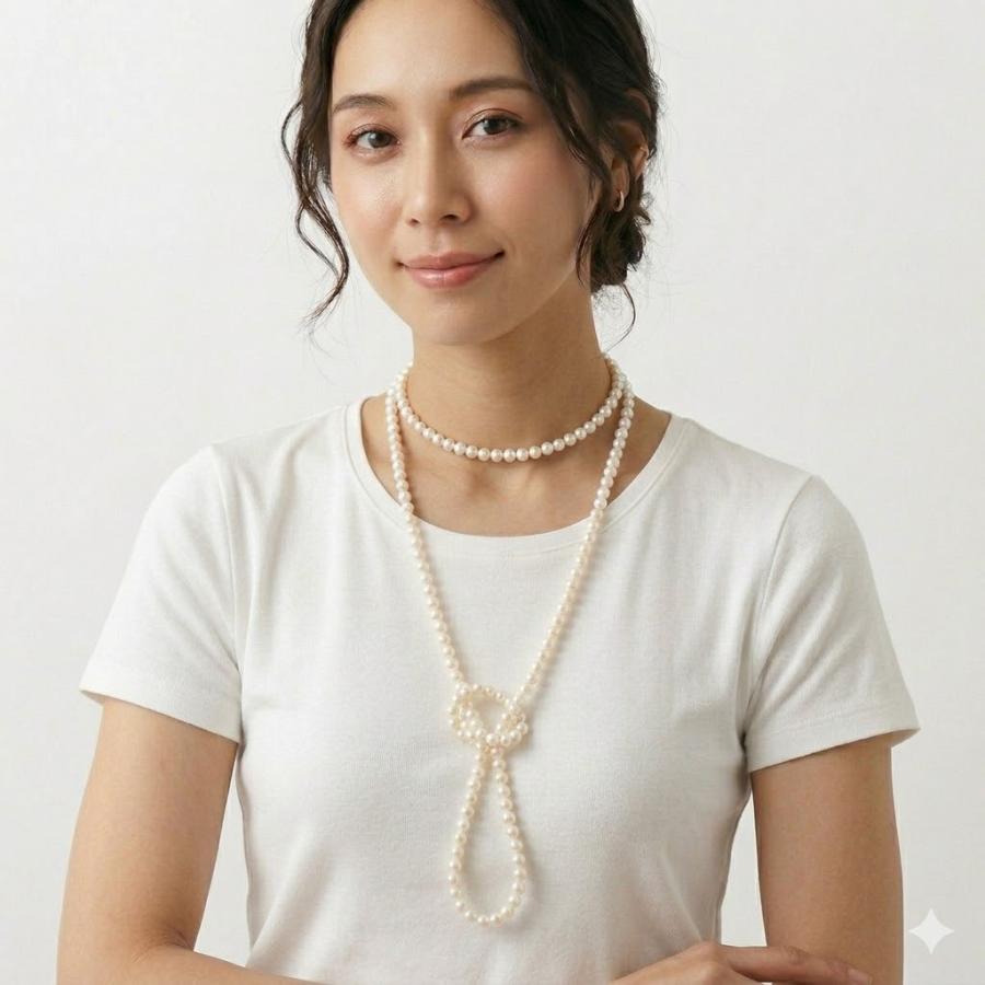 バロックパール ロングネックレス 7.5-8.0mm アコヤ パール 真珠  バロック 成人式 プレゼント ６月誕生石の画像