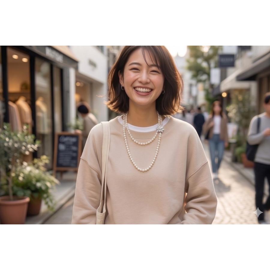 バロックパール ロングネックレス 7.5-8.0mm アコヤ パール 真珠  バロック 成人式 プレゼント ６月誕生石の画像
