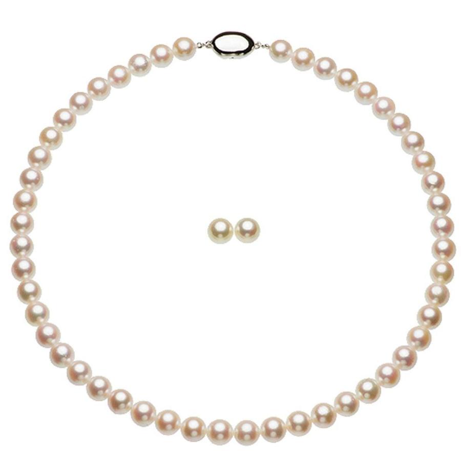 パール ネックレスセット アコヤ真珠 8.0-8.5mm シルバー 結婚式 冠婚葬祭 プレゼント 大粒 カジュアル母の日 ギフトの画像