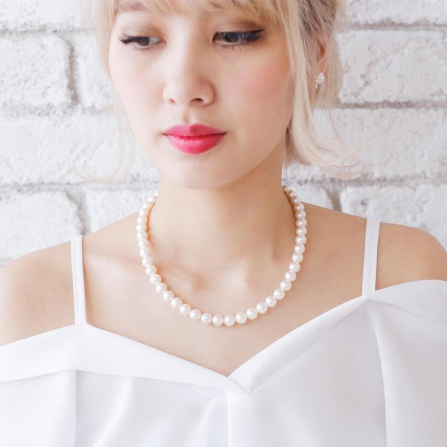 パール ネックレスセット あこや真珠 約8.5-9.0mm シルバー アコヤ 結婚式 冠婚葬祭 葬儀 プレゼントの画像