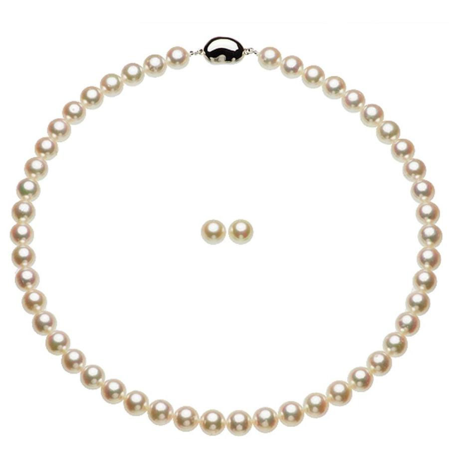 パール ネックレスセット あこや真珠 約8.5-9.0mm シルバー アコヤ 結婚式 冠婚葬祭 葬儀 プレゼントの画像