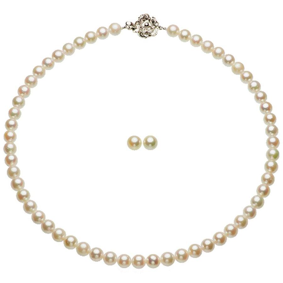 アコヤ真珠 パール ネックレス２点セット ピアスorイヤリングセット 約7.0-7.5mm シルバー SV 冠婚葬祭 結婚式 母の日 プレゼント_3