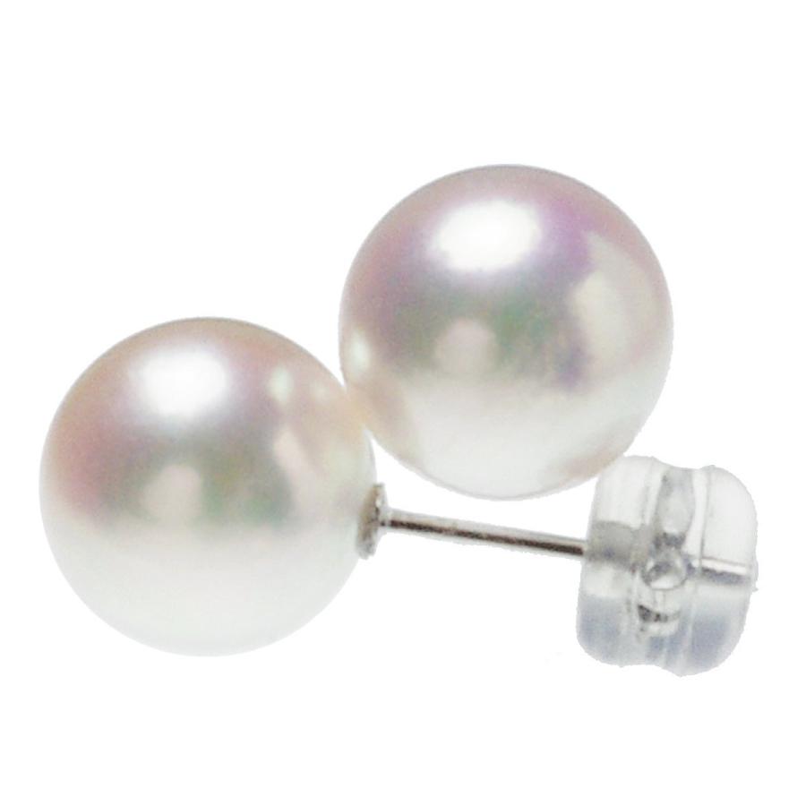 花珠 アコヤ真珠 ピアス 一粒 パール スタッドピアス 約8.0mm K14WG