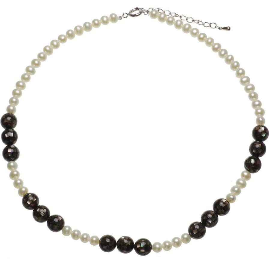 高級 淡水真珠 黒蝶シェル ネックレス 5.5-6.0mm シェル 48cm シルバー  