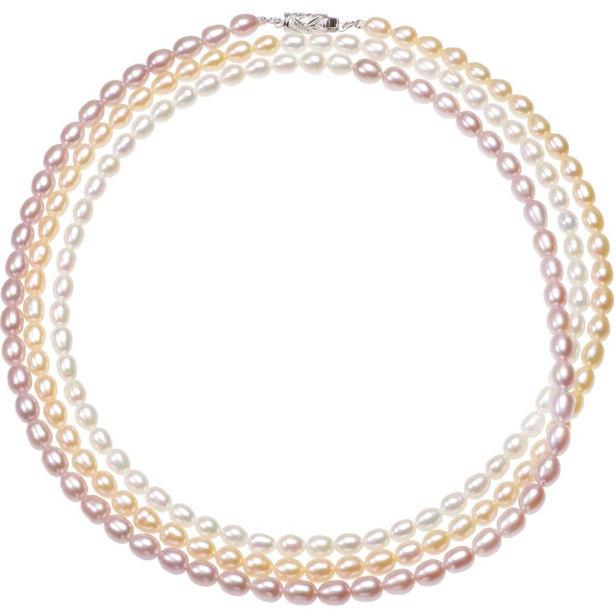 高級 淡水真珠 マルチカラー ロングネックレス 5-6mm 約120cm SV 結婚