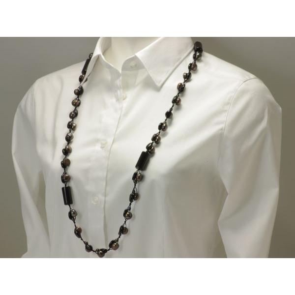 淡水 真珠 パール オニキス ロング ネックレス 約4.0mm 10.0mm 染