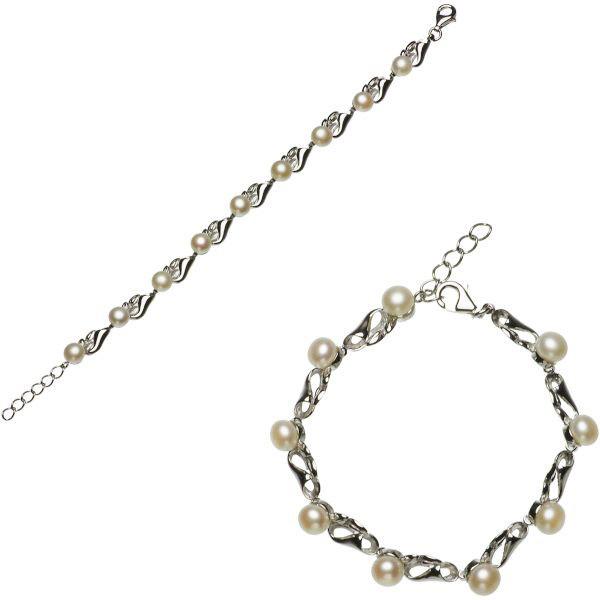 パール ブレスレット 高級 淡水真珠 約6.5-7.0mm シルバー SV925 結婚 