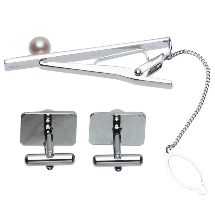 銀まとめ売り シルバー パール カフス ピンセット パール カフスセット 高級 淡水真珠 7.0mm カフスボタン タイピン
