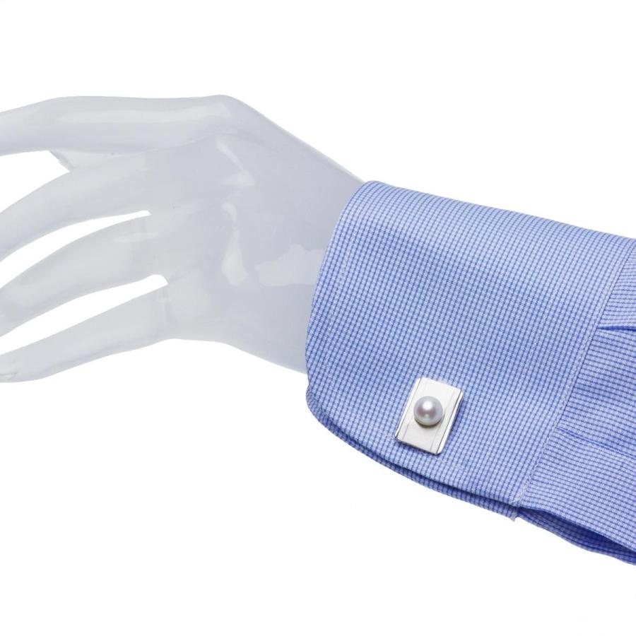 パール カフスセット 高級 淡水真珠 7.0mm カフスボタン タイピン