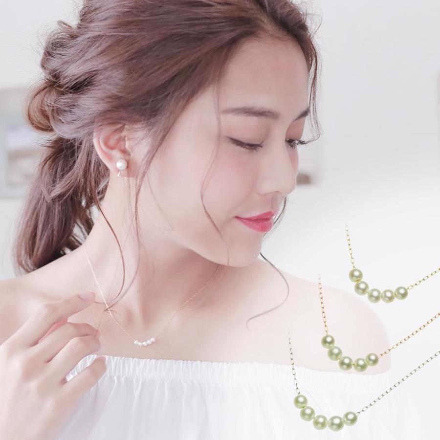 パール ペンダント 高級 淡水真珠 ラインペンダント 約3.5mm×5 K18YG