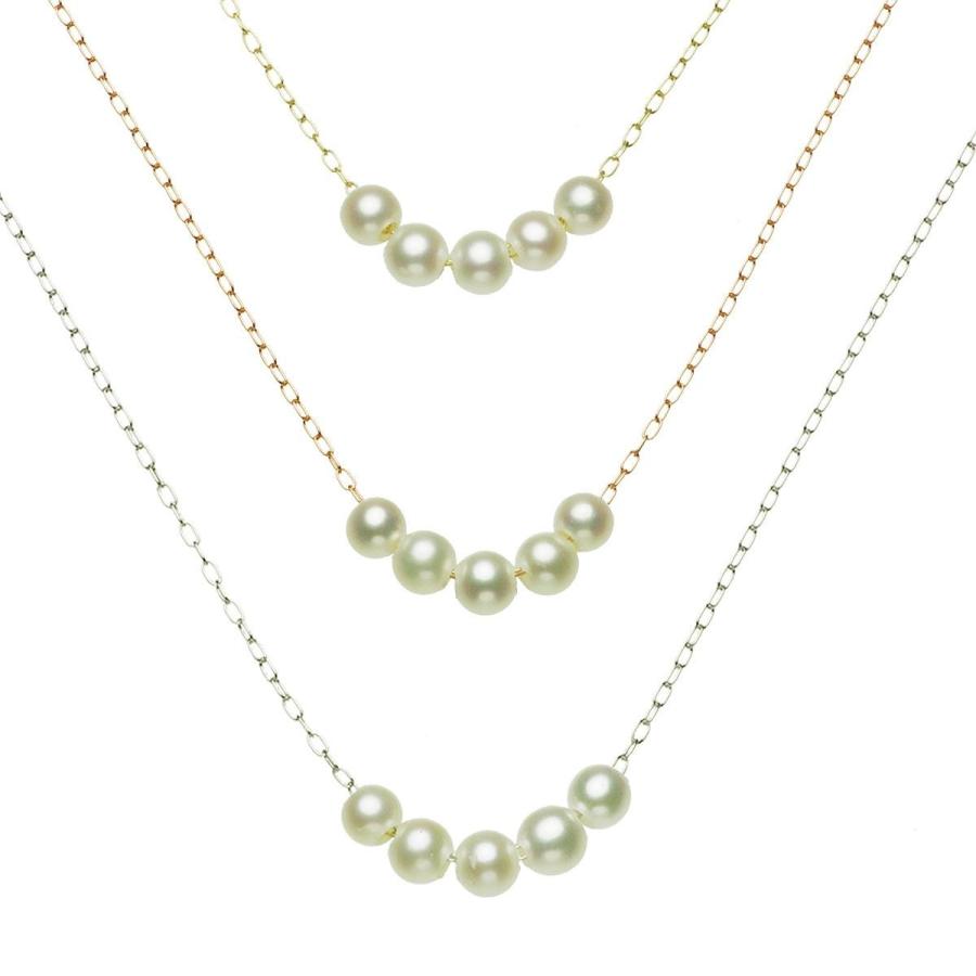 パール ペンダント 高級 淡水真珠 ラインペンダント 約3.5mm×5 K18YG