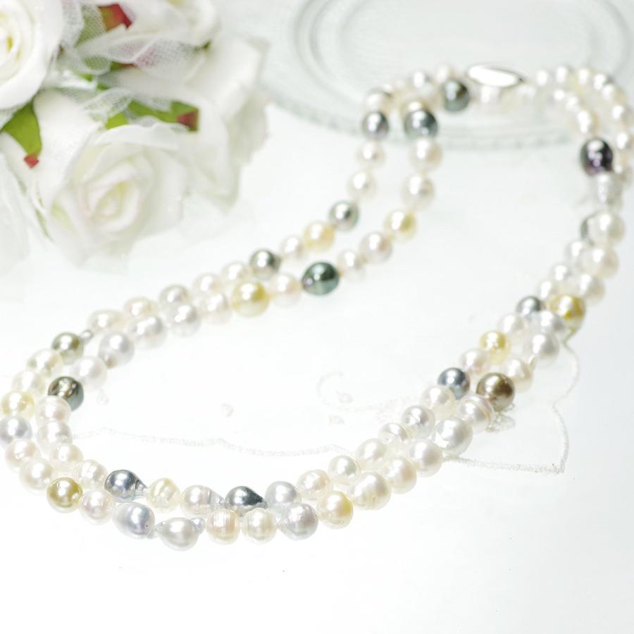 南洋 真珠 パールネックレス 本真珠 南洋真珠 白蝶真珠 黒蝶真珠