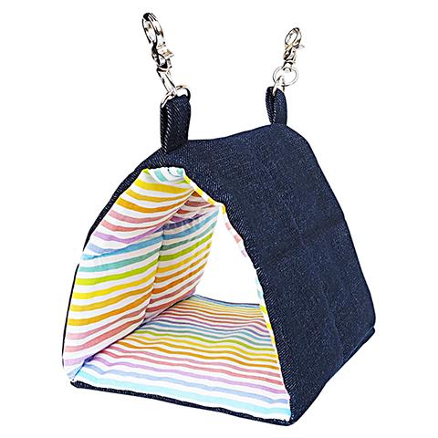 Rainbow 小鳥のデニムトンネル レインボー インコ オウム 鳥 ベッド バード テント おもちゃ |  | 01