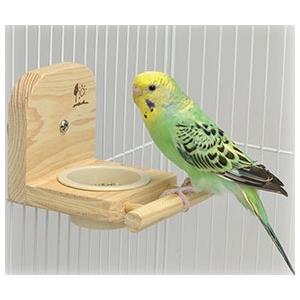 SANKO 小鳥のスカイレストラン 着脱可能な餌皿付 ステップやウッドステージにも 止まり木 木製｜pearly