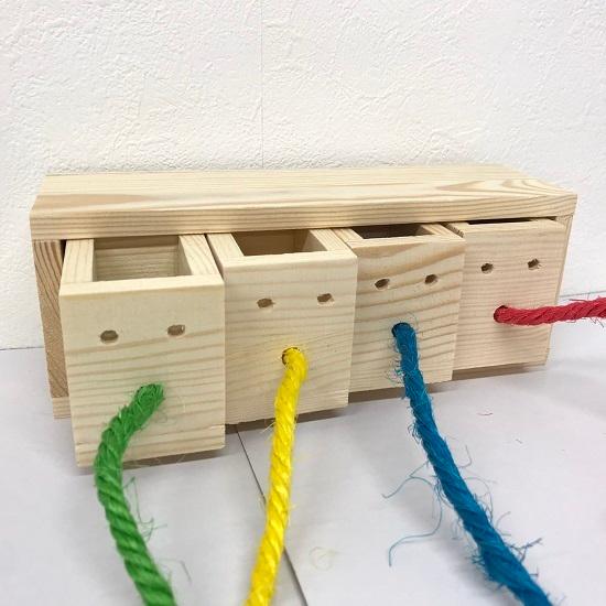 木製 引き出しボックス 4BOXタイプ（引き出し：4個）おやつを隠して