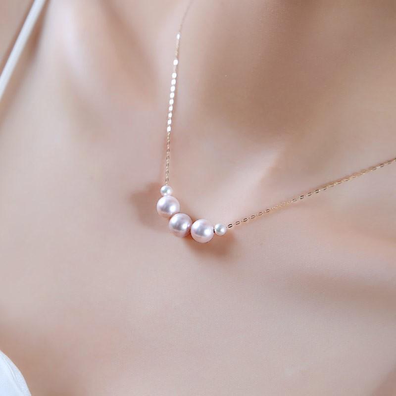 真珠　ネックレス あこや真珠 パール K18 / PT850 プラチナ ネックレス ベビーパール スルーネックレスアコヤ真珠 pearl necklace ペンダント