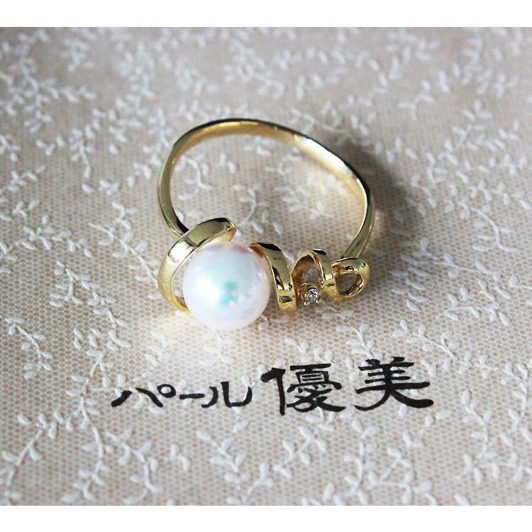 akoya 海水真珠 アコヤ真珠 真珠 7-7.5mm K18 リング LOVE リング DIA 