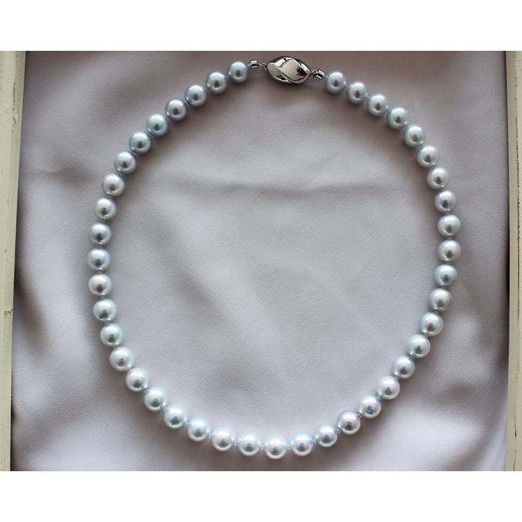 アコヤ真珠越し物 無調色 9-9.5mm ナチュラルブルー 真珠 ネックレス