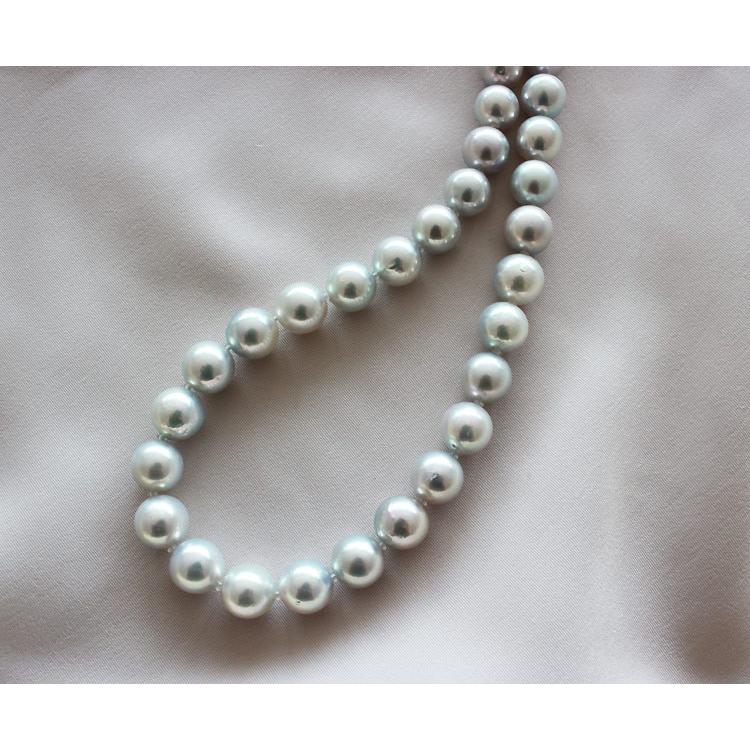 アコヤ真珠越し物 無調色 9-9.5mm ナチュラルブルー 真珠 ネックレス  