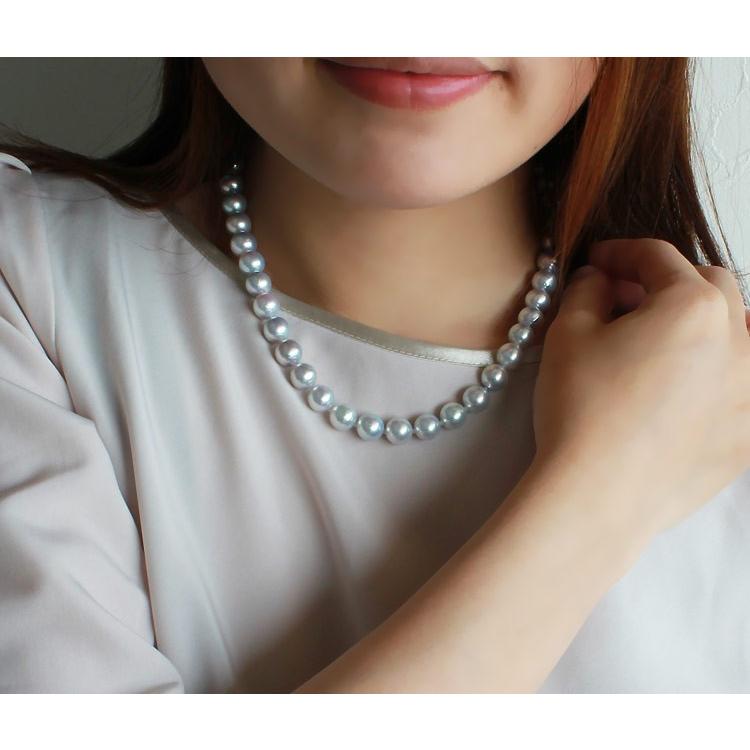 アコヤ真珠越し物 無調色 9-9.5mm ナチュラルブルー 真珠  