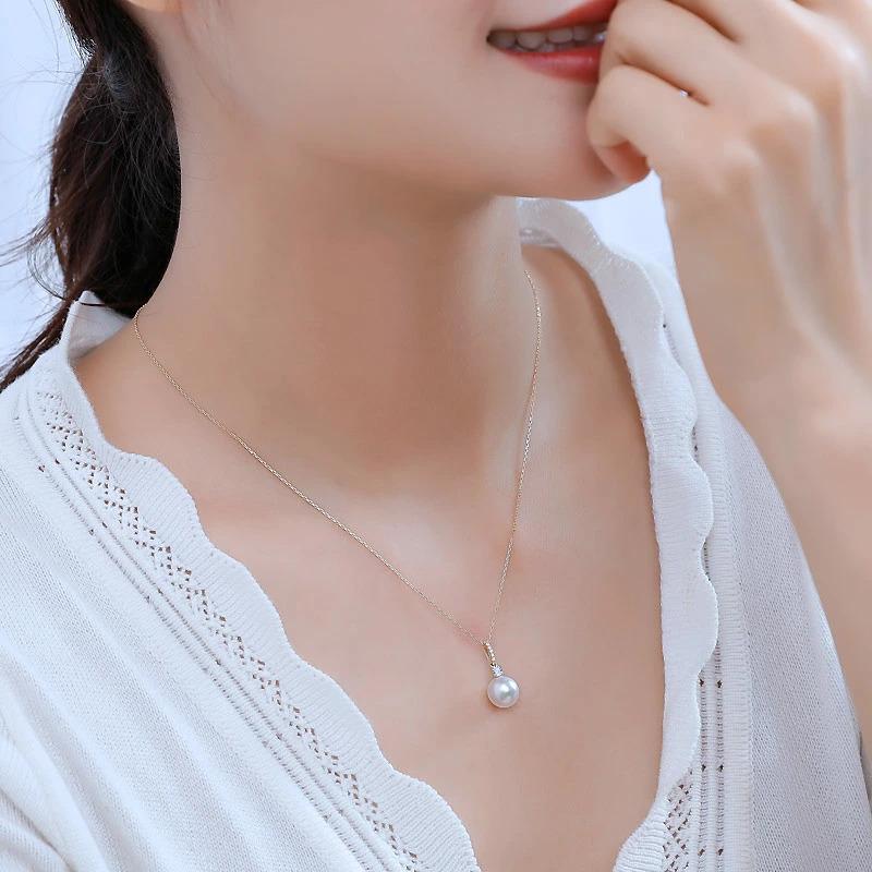 K18 あこや真珠 DIA ネックレス ダイア akoya necklace D0.04ct 8pcs 