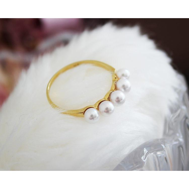 K18 数粒 あこや真珠 ベビーパール リング akoya ring : パール K18 数粒 あこや真珠 ベビーパール リング akoya ring : パール
