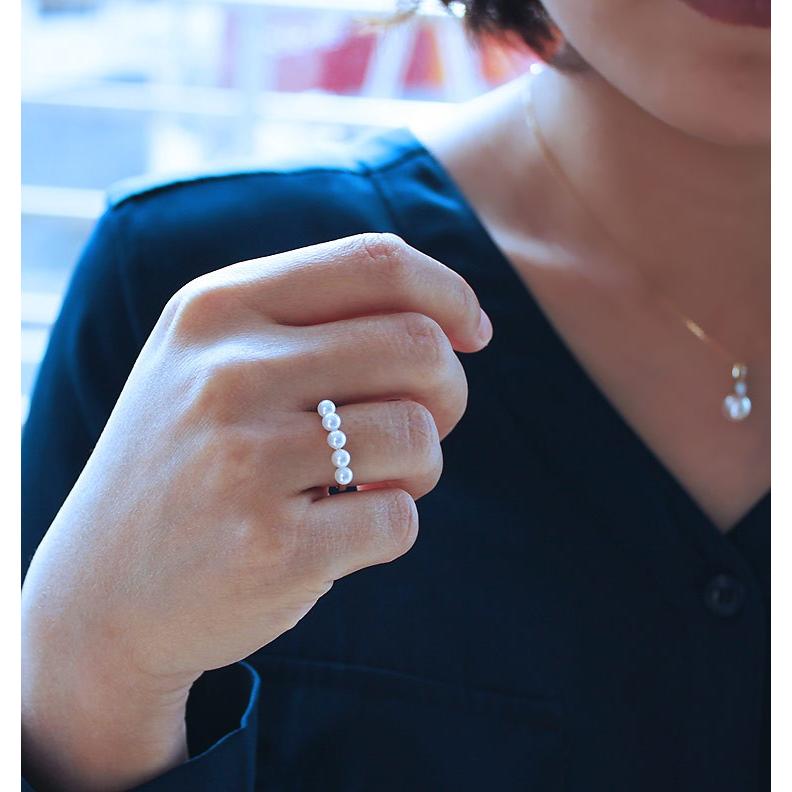 K18 数粒 あこや真珠 ベビーパール リング akoya ring : パール K18 数粒 あこや真珠 ベビーパール リング akoya ring : パール