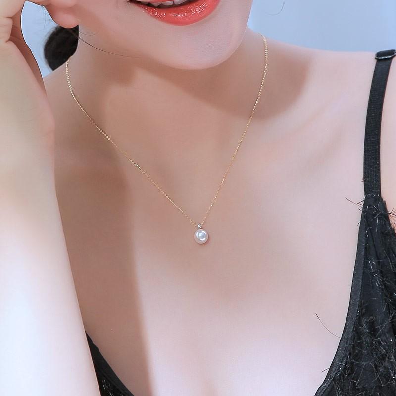 K18 あこや真珠 一粒 DIA ネックレス ダイア akoya necklace D0.04ct 
