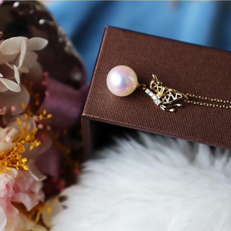 K18 あこや真珠8.5-9ミリ 蝶々 DIA ネックレス ダイア akoya necklace 