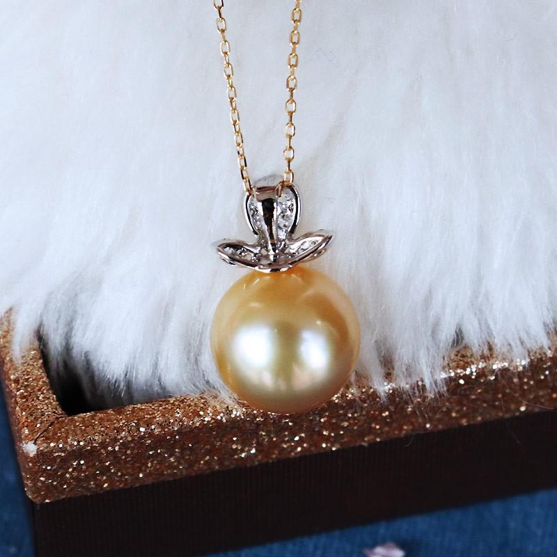 K18/K18WG 南洋真珠12mm 高級 DIA ネックレス ダイア southsea pearl 