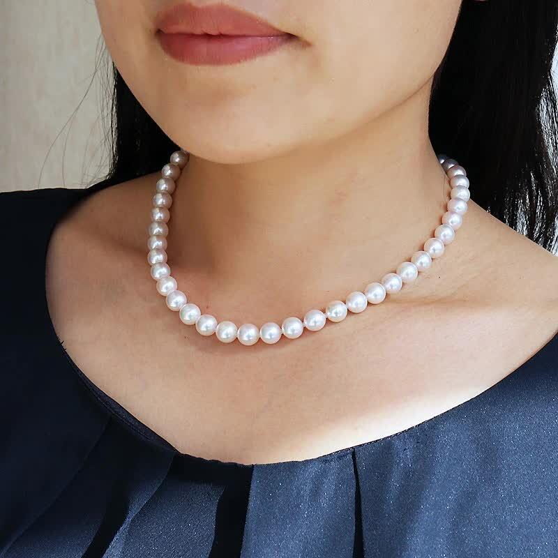 akoya 準花珠 アコヤ真珠 ネックレス 8.0-8.5mm 全長42cm 真珠品質保証 