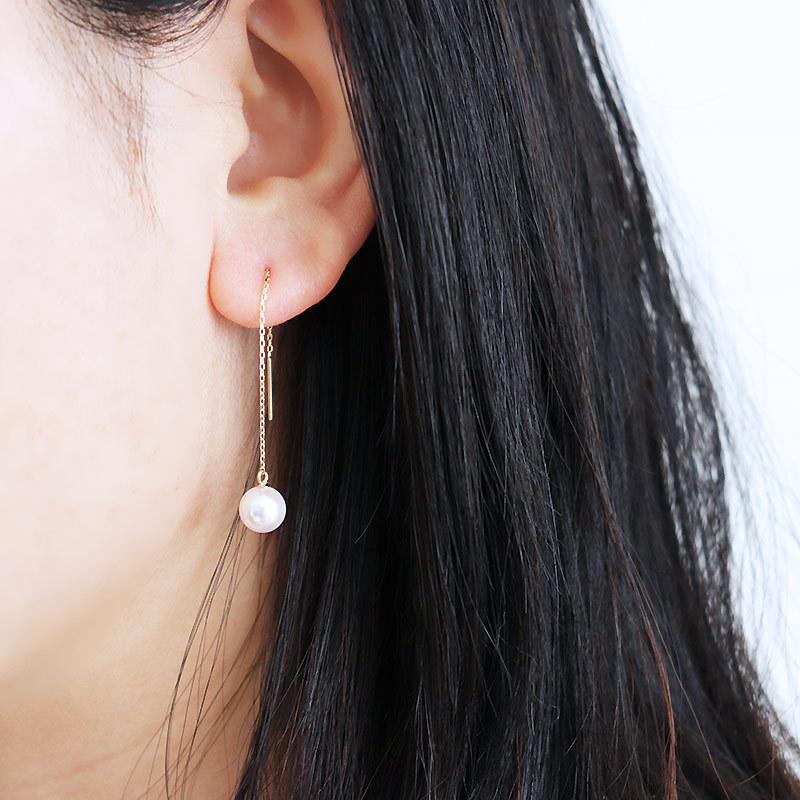 K18YG あこや真珠 ダイヤモンド ピアス2way 18金 K18YG あこや真珠 ダイヤモンド ピアス2way 18金